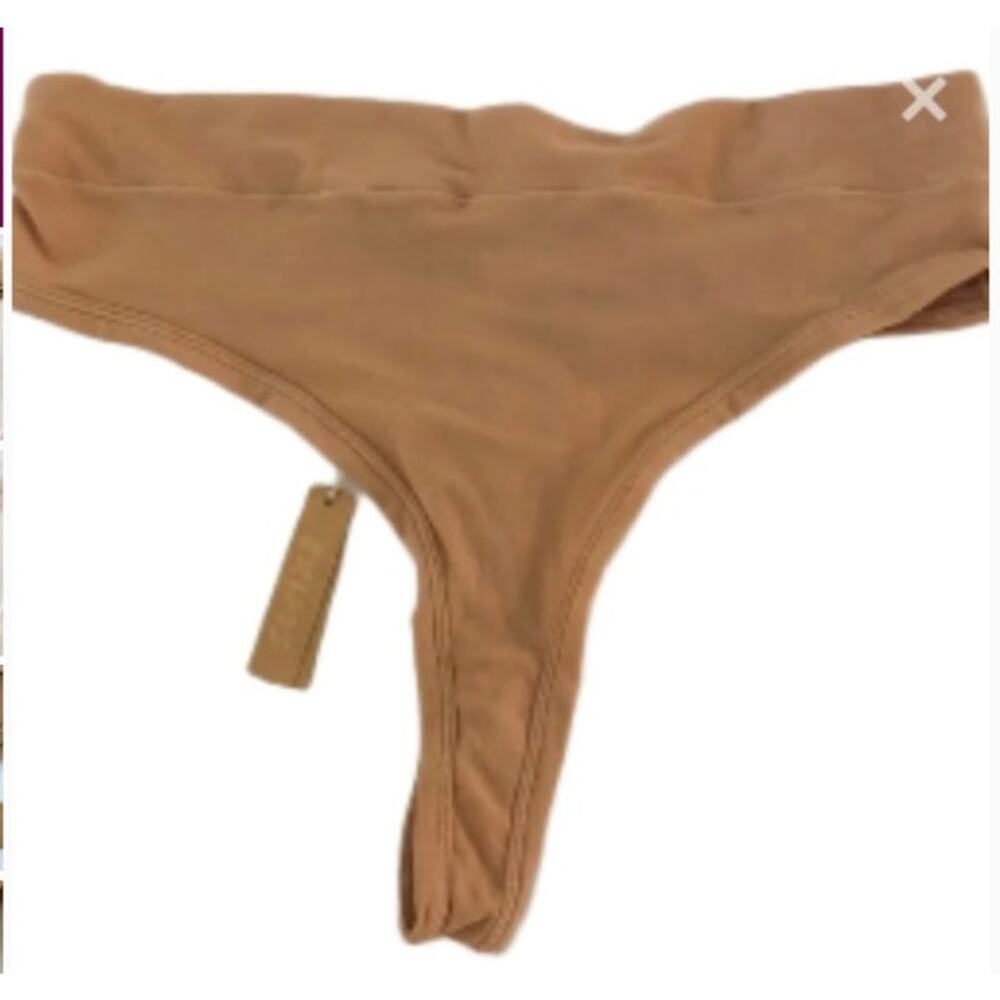 SKIMS Summer Mesh Thong Mid Rise Panty in Ochre Tan NWT 2X